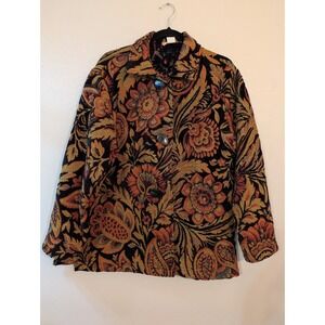 VTG Painted Pony Tapestry Jacket Women XL Floral Paisley Button Up Made in USA